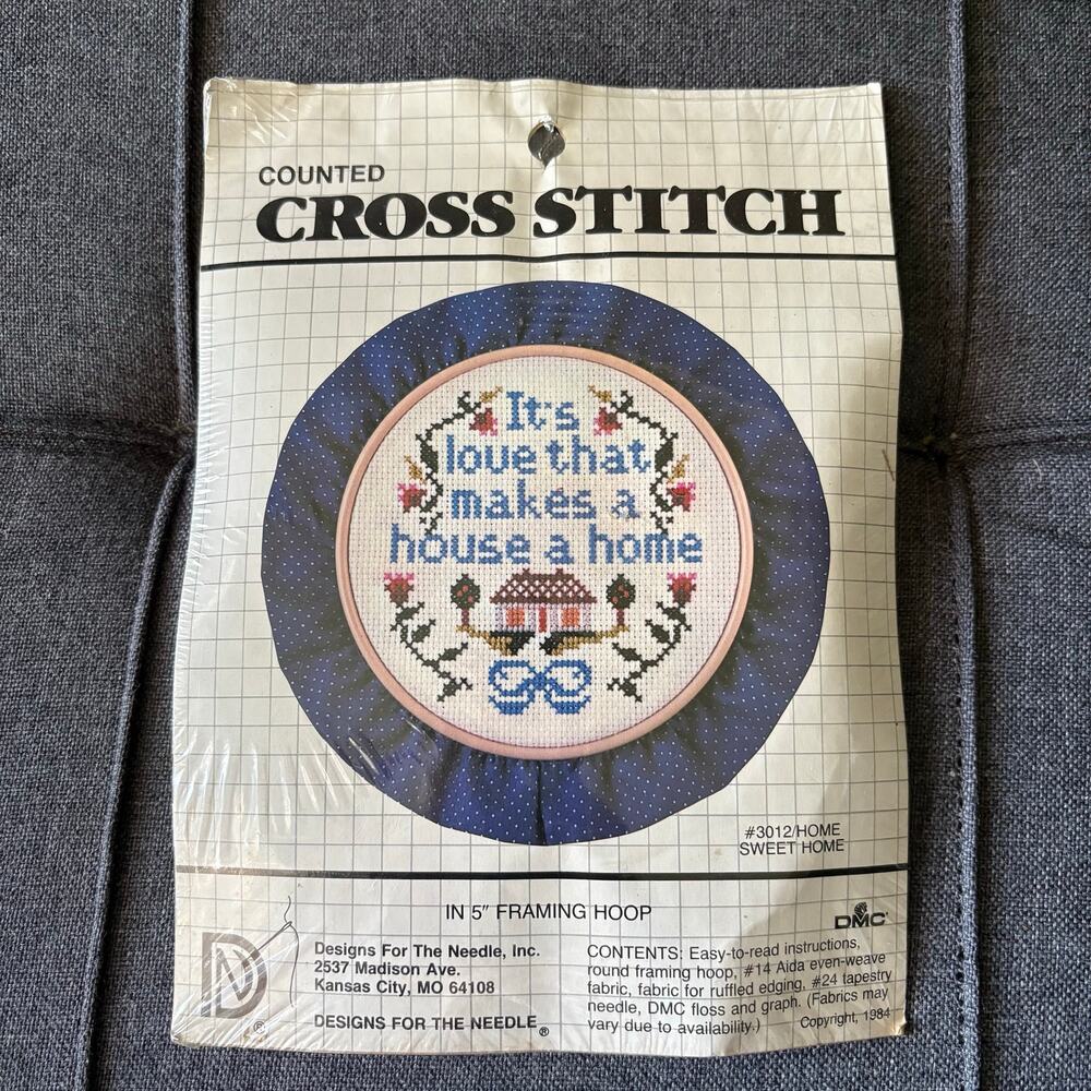 Home Sweet Home Vintage Counted Cross Stitch Kit by Designs For The Needle 1984
